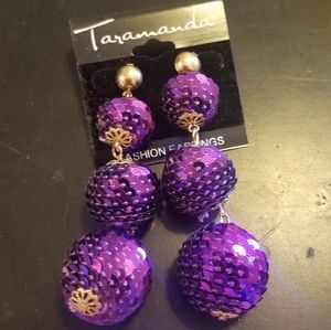 three tiered circular sequined earrings